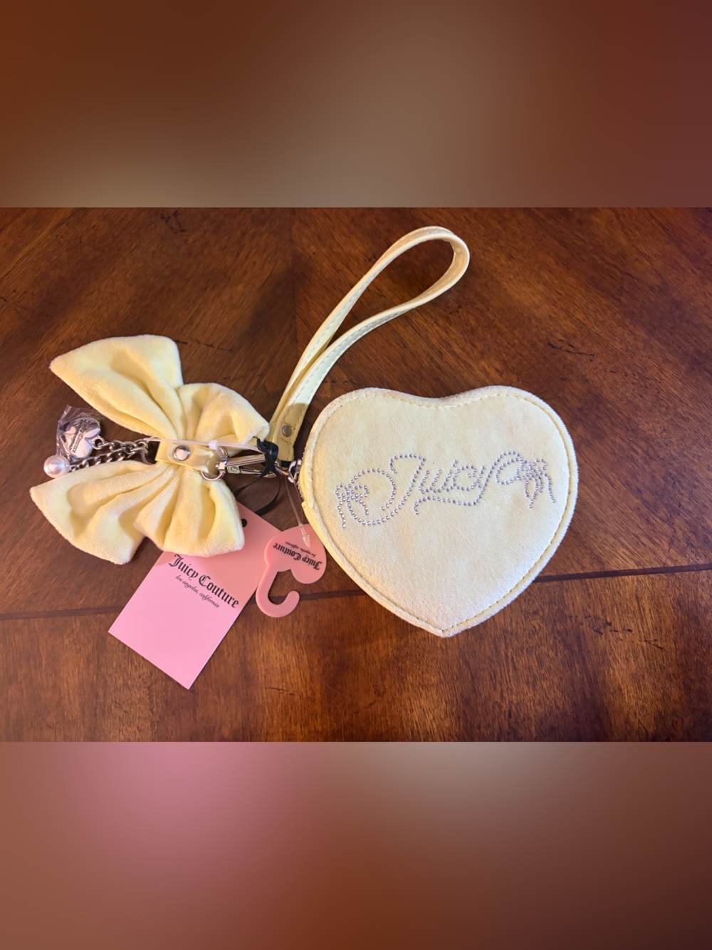 Juicy Couture Never A Dull Moment Heart ZA Coin Purse Yellow Iris NWT Bow